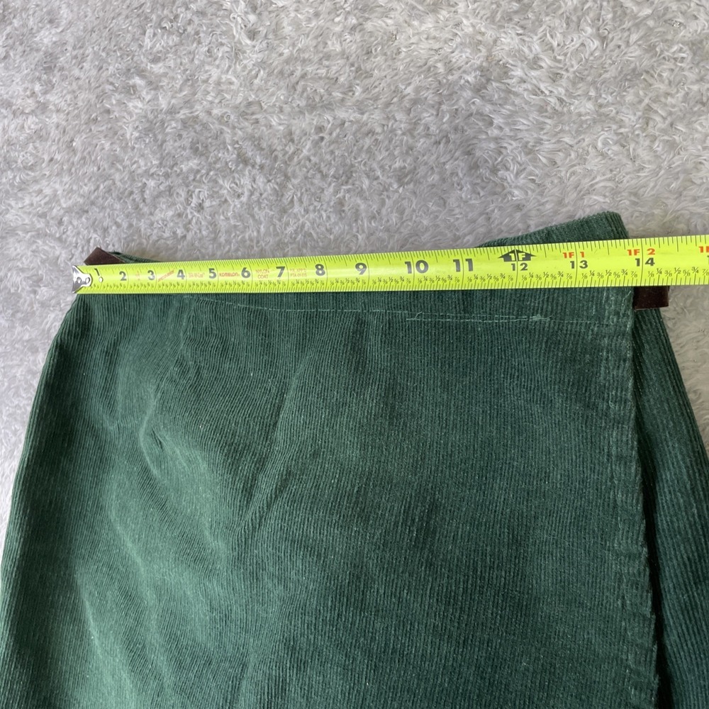 Vintage Made in USA Ivy Collectibles Corduroy Wrap Midi Skirt Green Sz 24x18 - Picture 5 of 9